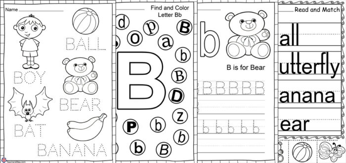 Letter B worksheets