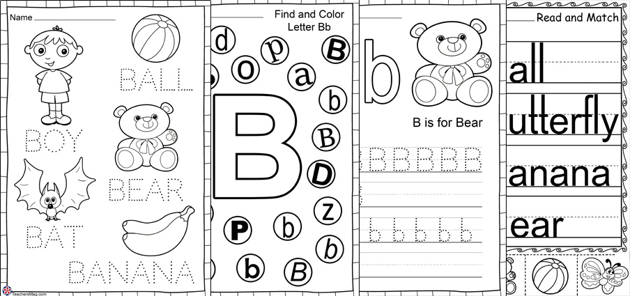 Letter B Words Recognition Worksheet