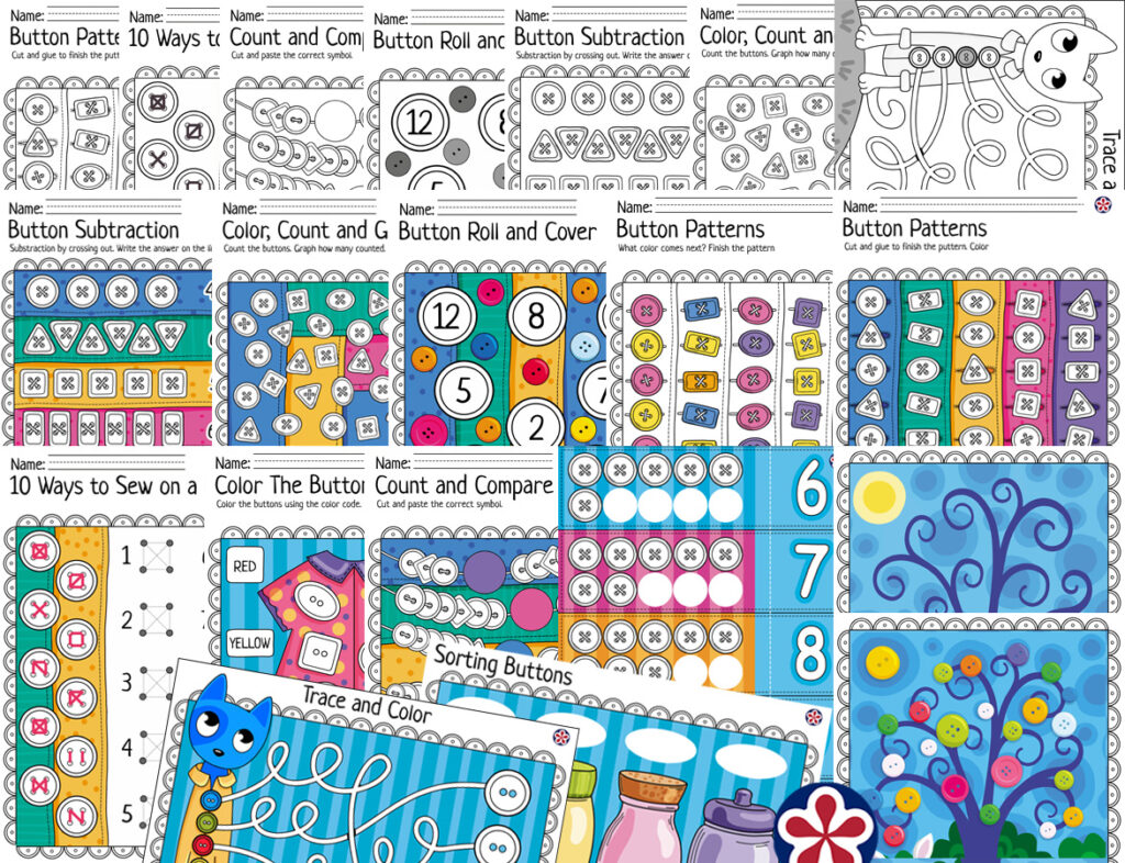 Buttons Worksheets for Kindergarten | BuyLapbook