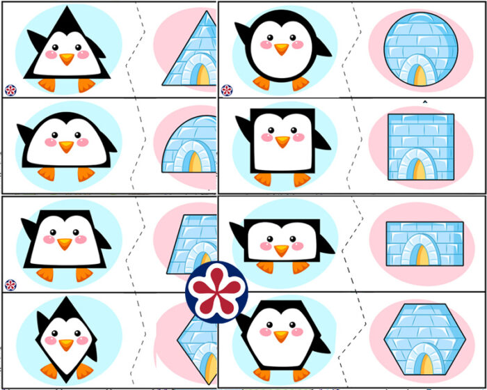 Penguin Shape Sort for Kids