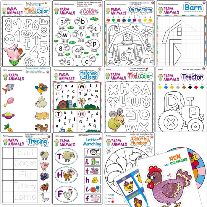 Farm Color By Number Worksheet Printable