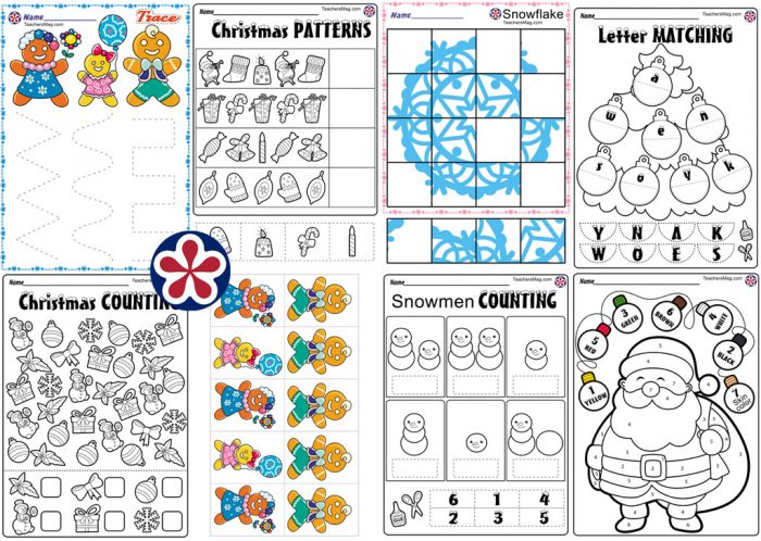 Big and Small Worksheets--Christmas Themed