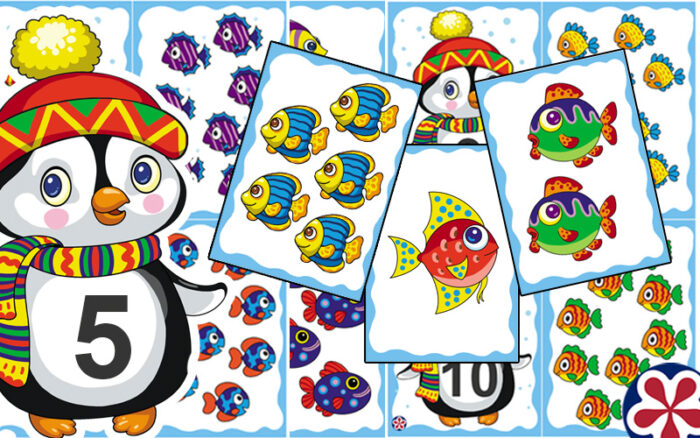 Penguins and Fish Counting Printable