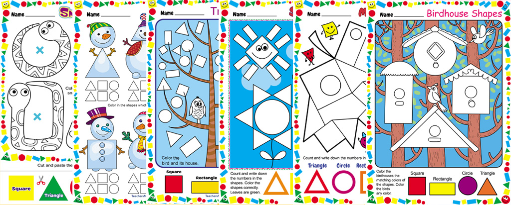 FREE Printable Color by shape /Printable winter Worksheets